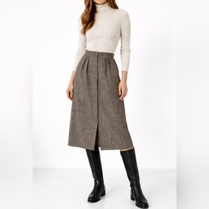 Elegant Brown Plaid Women's Skirt